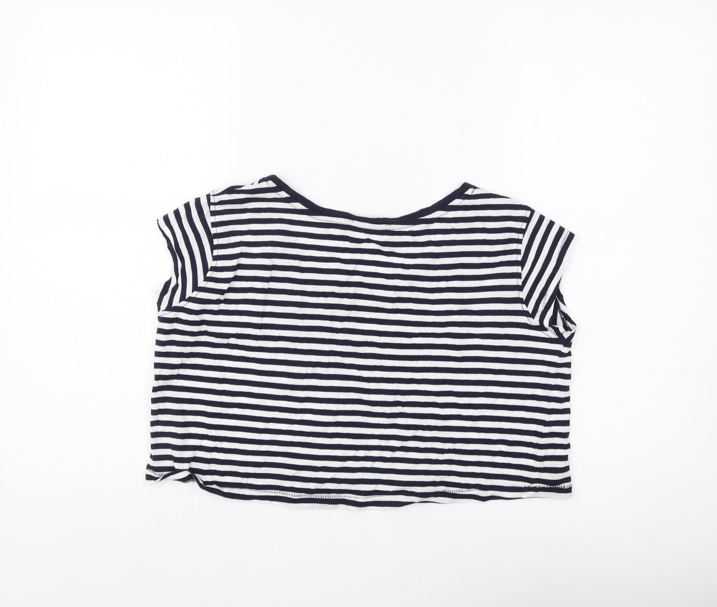 Zara Women's Black Striped Cropped T-Shirt, Size S