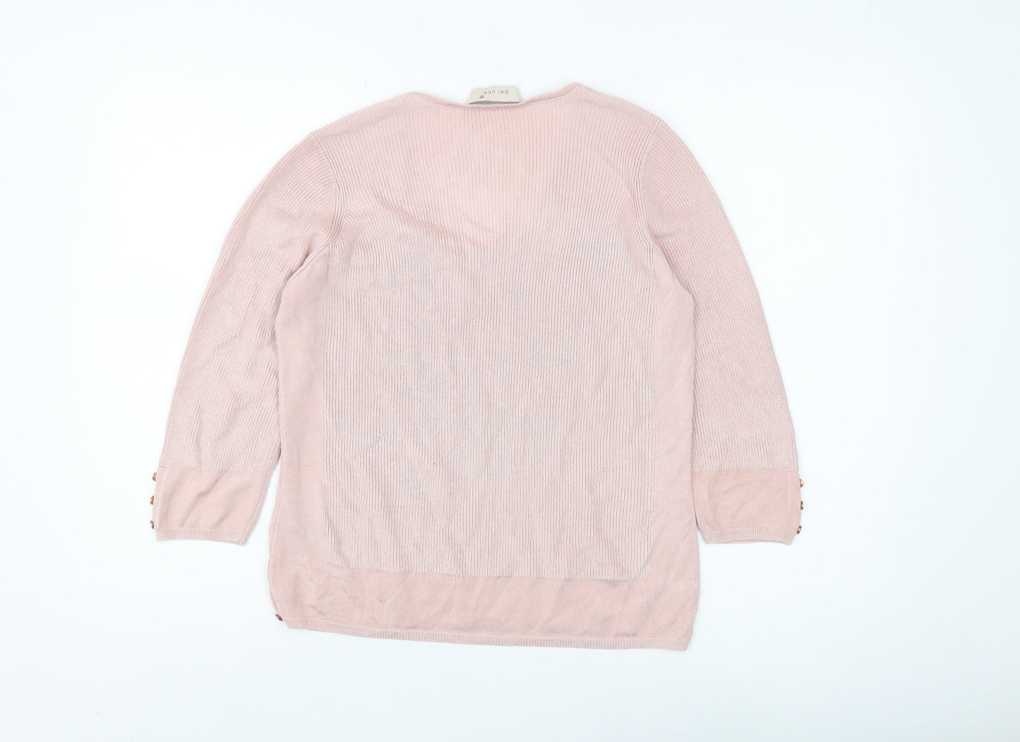 Marks and Spencer Women's Pink 3/4 Sleeve V-Neck Pullover Jumper