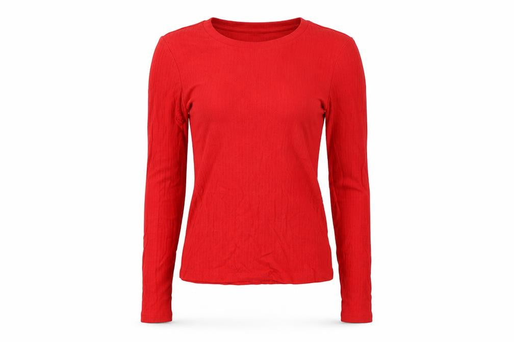 Monki Women's Red Long Sleeve Basic T-Shirt XS