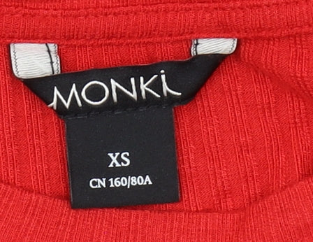 Monki Women's Red Long Sleeve Basic T-Shirt XS