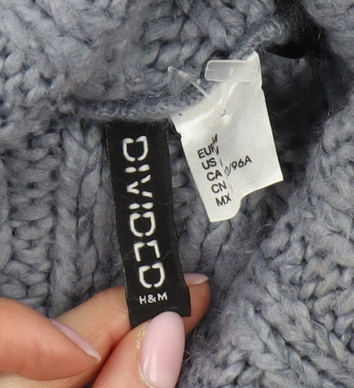H&M Women's Grey Roll Neck Cable-Knit Jumper