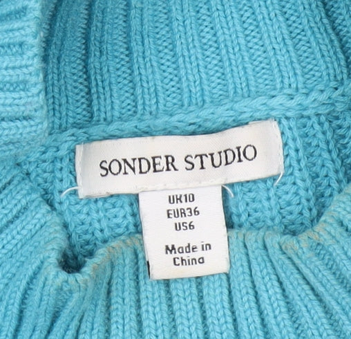 Sonder Studio Women's Blue Jumper, Size 10, Mock Neck