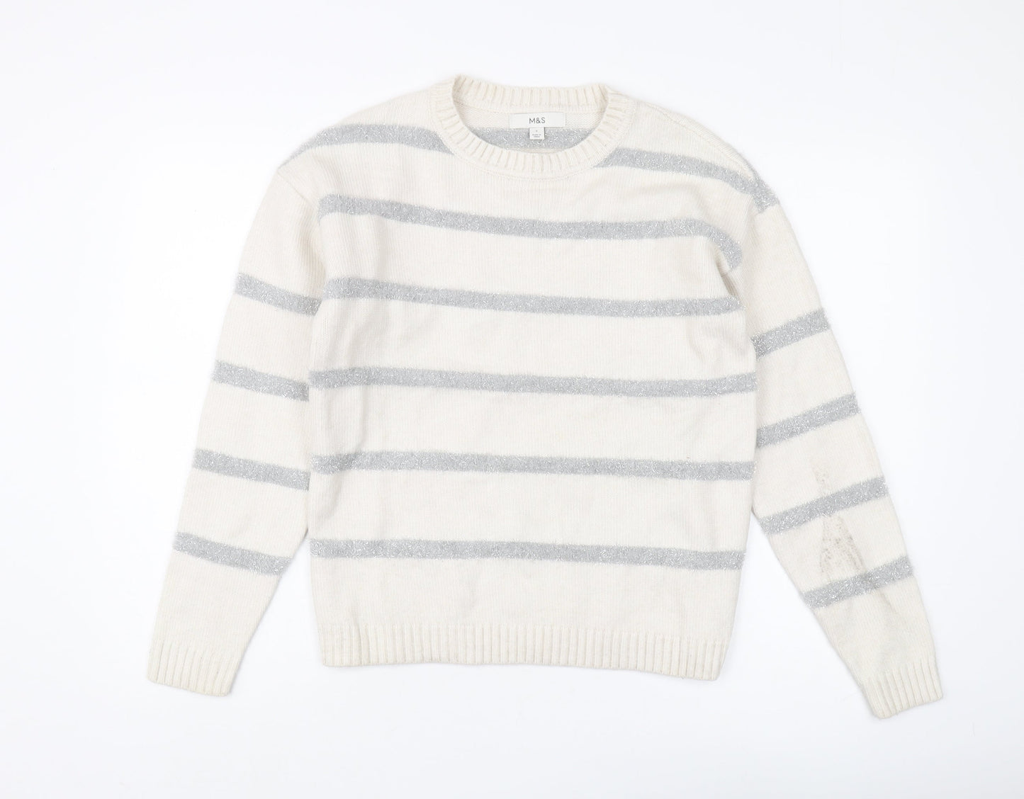 Marks and Spencer Women's Ivory Striped Pullover - S