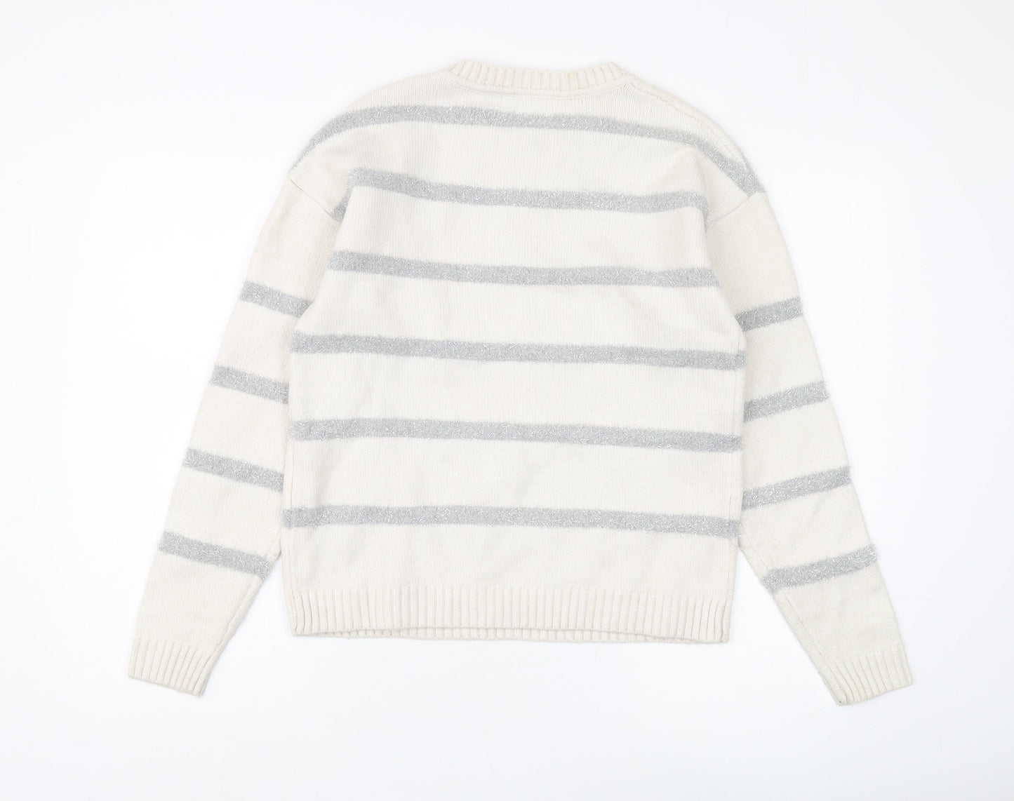 Marks and Spencer Women's Ivory Striped Pullover - S