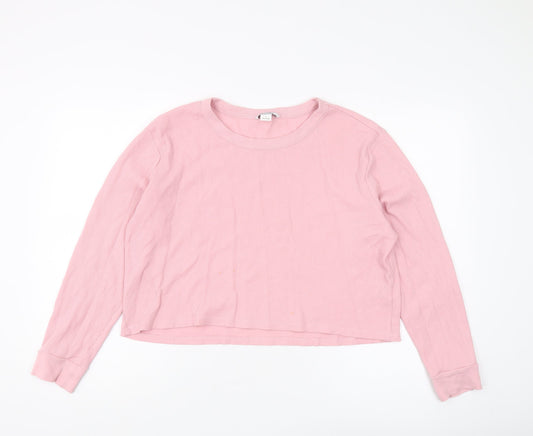 Monki Women's Pink Long Sleeve Jersey Top Size L