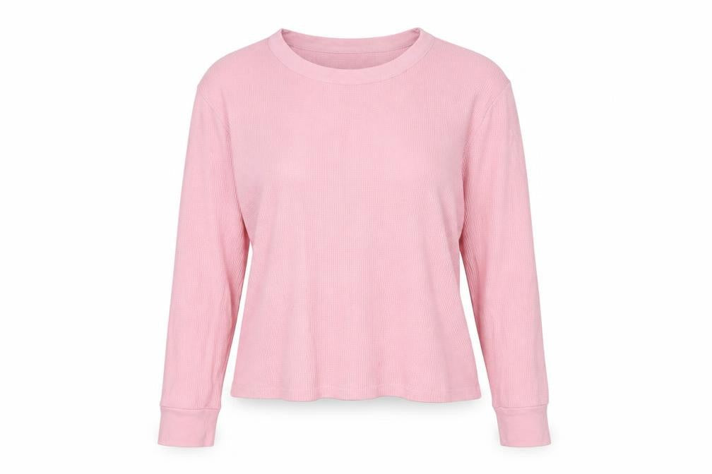 Monki Women's Pink Long Sleeve Jersey Top Size L