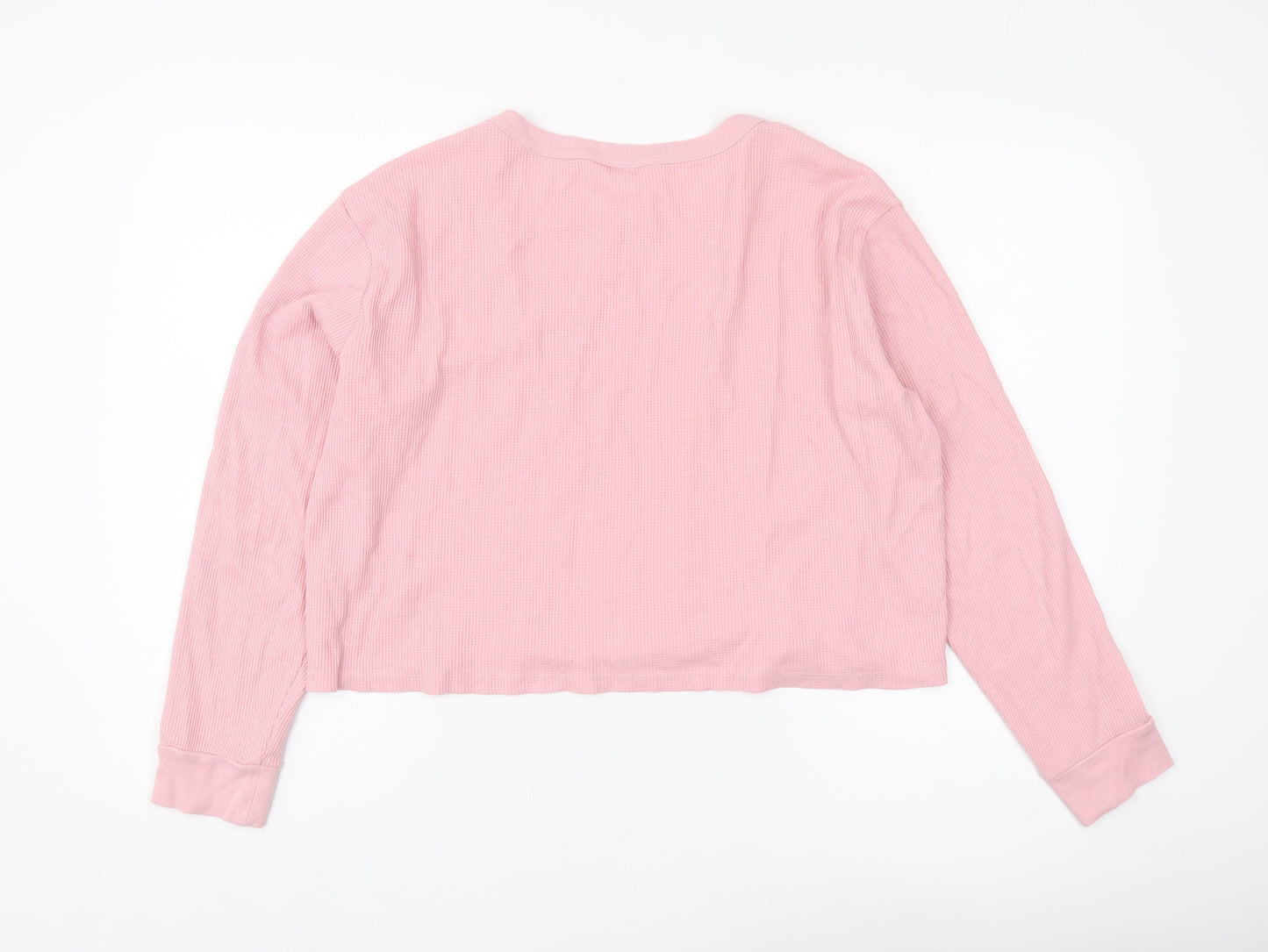 Monki Women's Pink Long Sleeve Jersey Top Size L