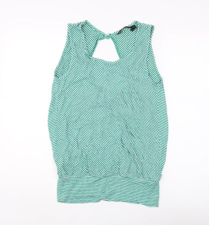 Mango Women Green Striped Tank Top Size 12