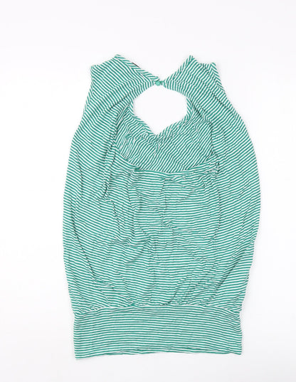 Mango Women Green Striped Tank Top Size 12