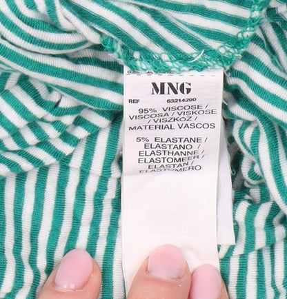 Mango Women Green Striped Tank Top Size 12