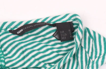 Mango Women Green Striped Tank Top Size 12