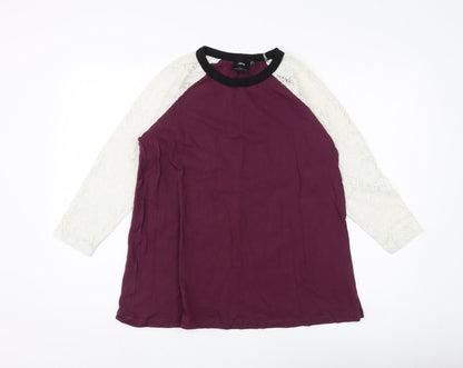 Additional front view of ASOS Women's Purple 3/4 Sleeve Top, size 12, Maternity