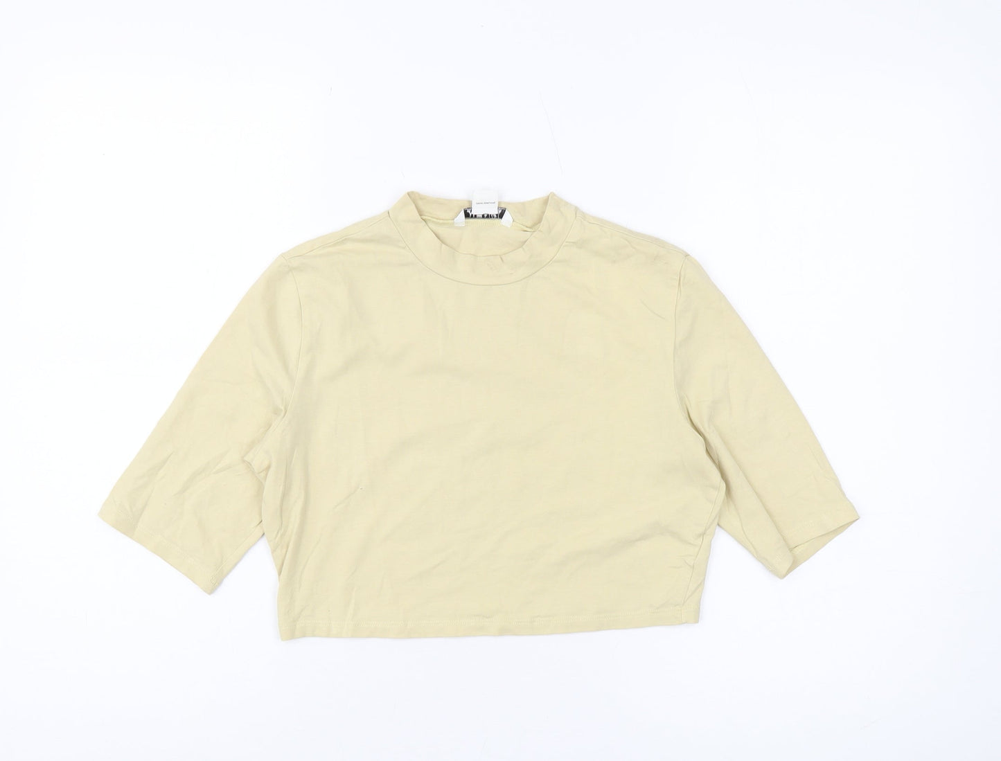 Monki Women's Beige Cropped T-Shirt Size 12