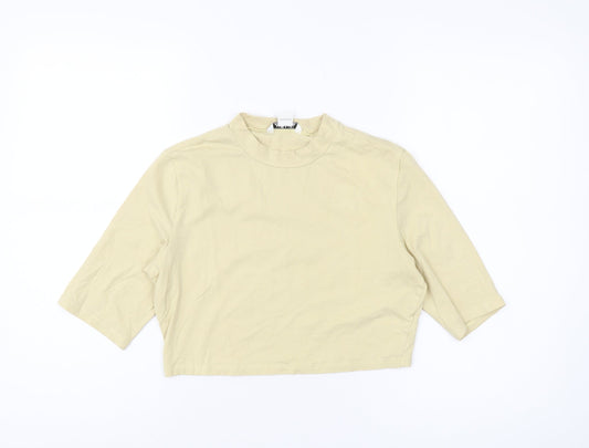 Monki Women's Beige Cropped T-Shirt Size 12