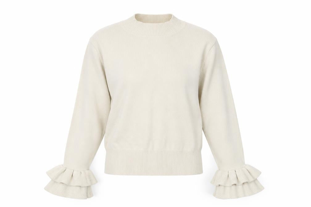 by clara Women's Beige Mock Neck Pullover Jumper S