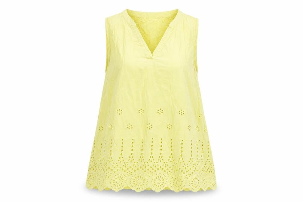 Roman Women's Yellow Sleeveless Tunic Tank, Size 12
