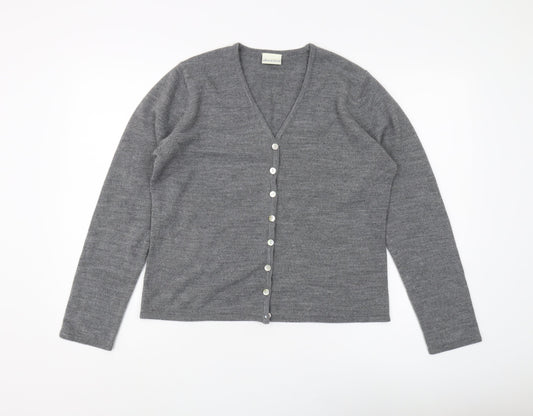 Joie de Vivre Women's Grey Cardigan - Size L, V-Neck