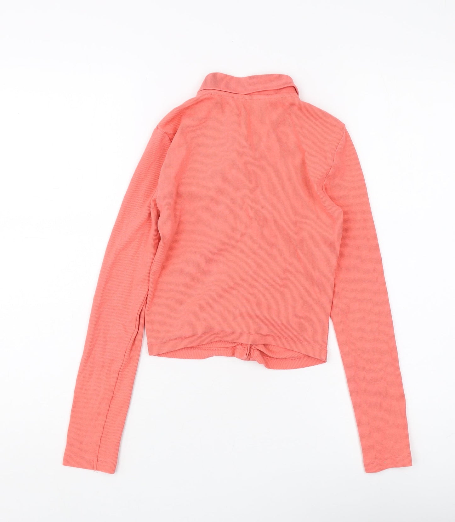 Zara Women's Pink Cropped Button-Up Shirt, Size S
