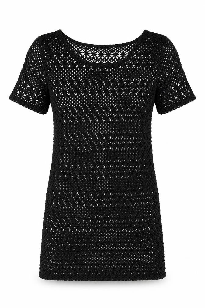 Next Women's Black Crochet Shift Dress Size 8