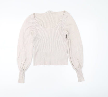 Mango Women's Beige Pullover Jumper, Size 8, Long Sleeve