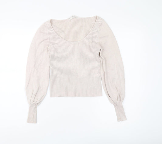 MNG Women's Beige Pullover Jumper, Size 8, Long Sleeve