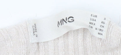 Mango Women's Beige Pullover Jumper, Size 8, Long Sleeve