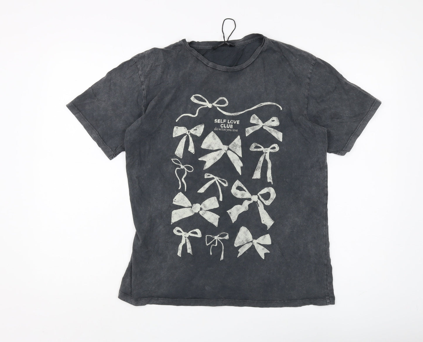Stradivarius Black Women's Graphic T-Shirt, Size M