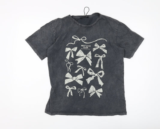 Stradivarius Black Women's Graphic T-Shirt, Size M