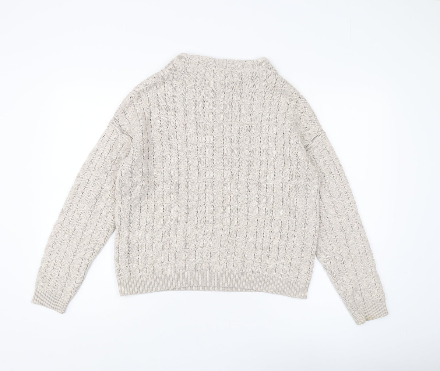 MNG Basics Women's Beige Cable Knit Jumper Size 10