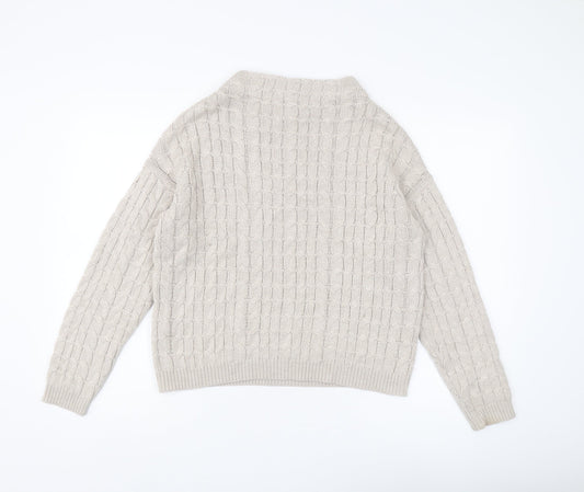 MNG Basics Women's Beige Cable Knit Jumper Size 10