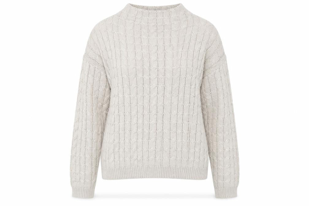 MNG Basics Women's Beige Cable Knit Jumper Size 10
