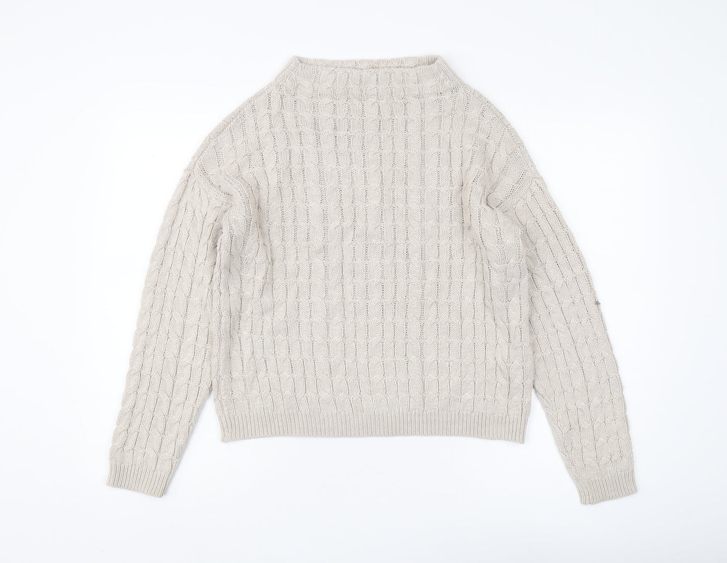 MNG Basics Women's Beige Cable Knit Jumper Size 10