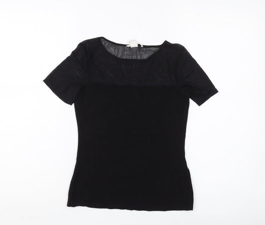 H&M Women's Black Short Sleeve Basic T-Shirt, Size 10