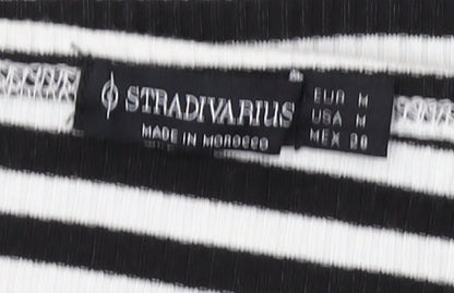 Stradivarius Women's Black Striped Cropped Top M