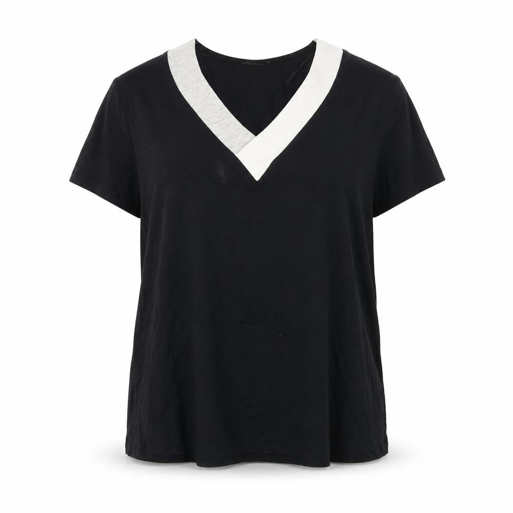 Esprit Women's Black Viscose T-Shirt, Size L, V-Neck
