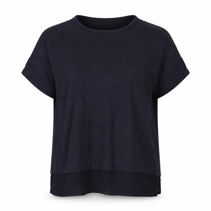 Front view of ESPRIT Women's Black L Basic Cotton T-Shirt