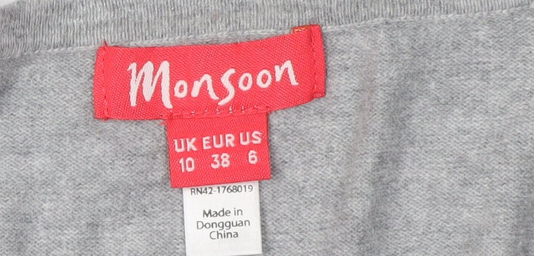 Monsoon Women's Grey V-Neck Cardigan Size 10