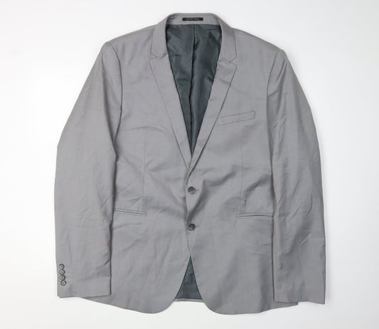 Selected Homme Men's Grey Blazer, 3XL, Single-Breasted