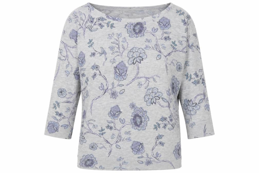 Monsoon Women's Grey Floral Pullover Jumper S