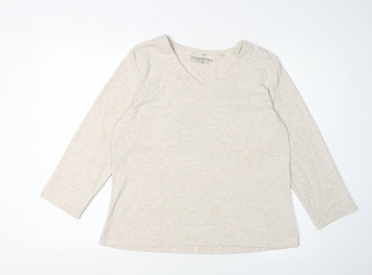 CC Women's Beige V-Neck Jersey T-Shirt, Size L