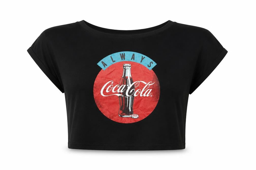 Coca-Cola Women's Black Cropped T-Shirt M