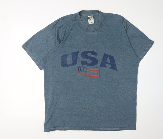 Fruit of the Loom Men’s Blue USA Graphic XL T-Shirt