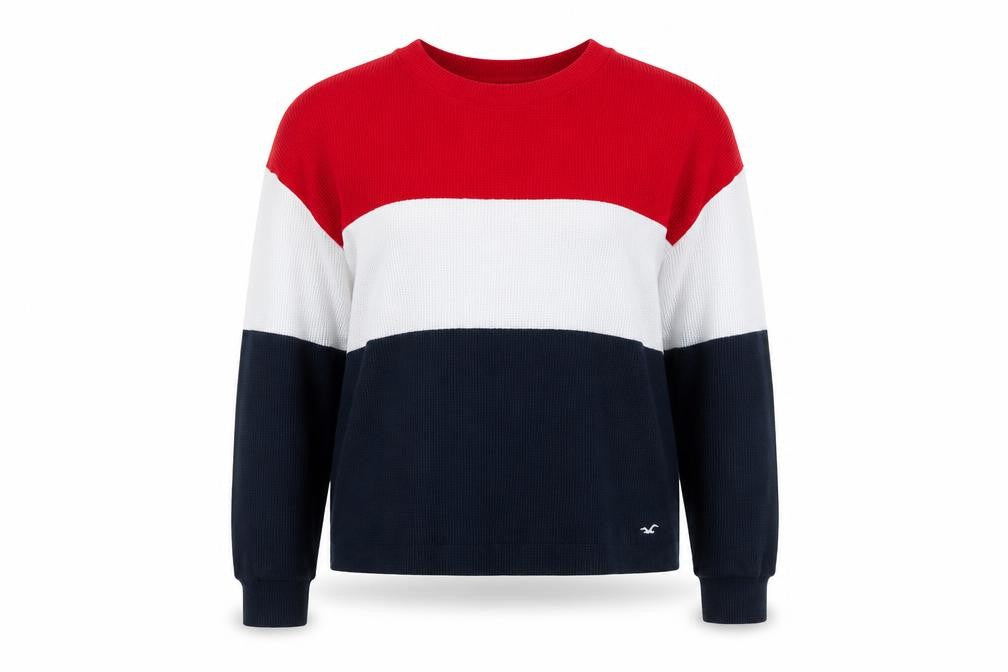 Hollister Women's Red White Blue Striped Pullover M