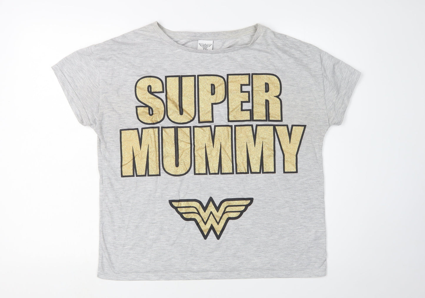 Wonder Woman Women's Grey T-Shirt Superhero Style Size 8