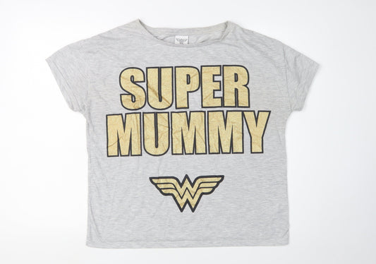 Wonder Woman Women's Grey T-Shirt Superhero Style Size 8