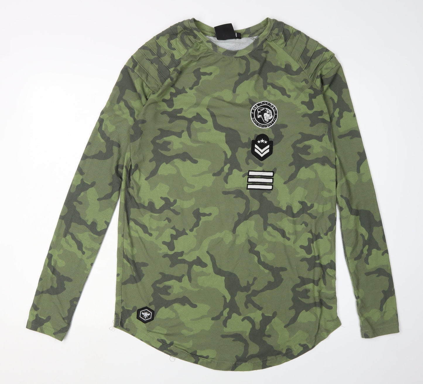 Bee Inspired Men's Green Camo Long Sleeve T-Shirt