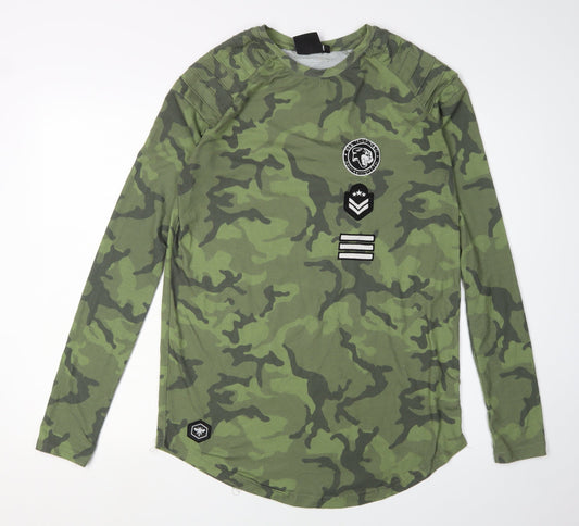 Bee Inspired Men's Green Camo Long Sleeve T-Shirt
