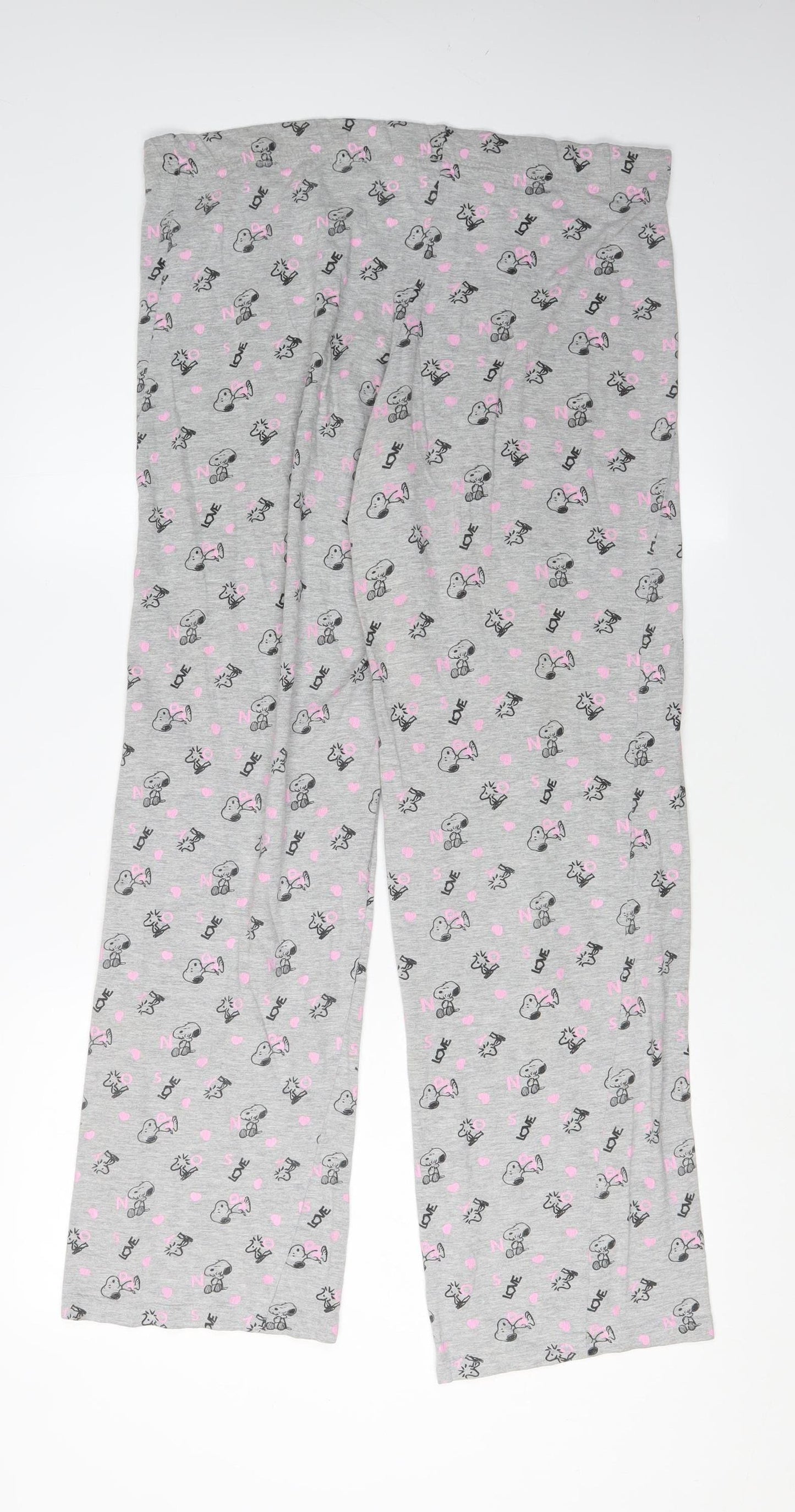 Peanuts Women's Grey Cartoon Pyjama Pants Size 6-8