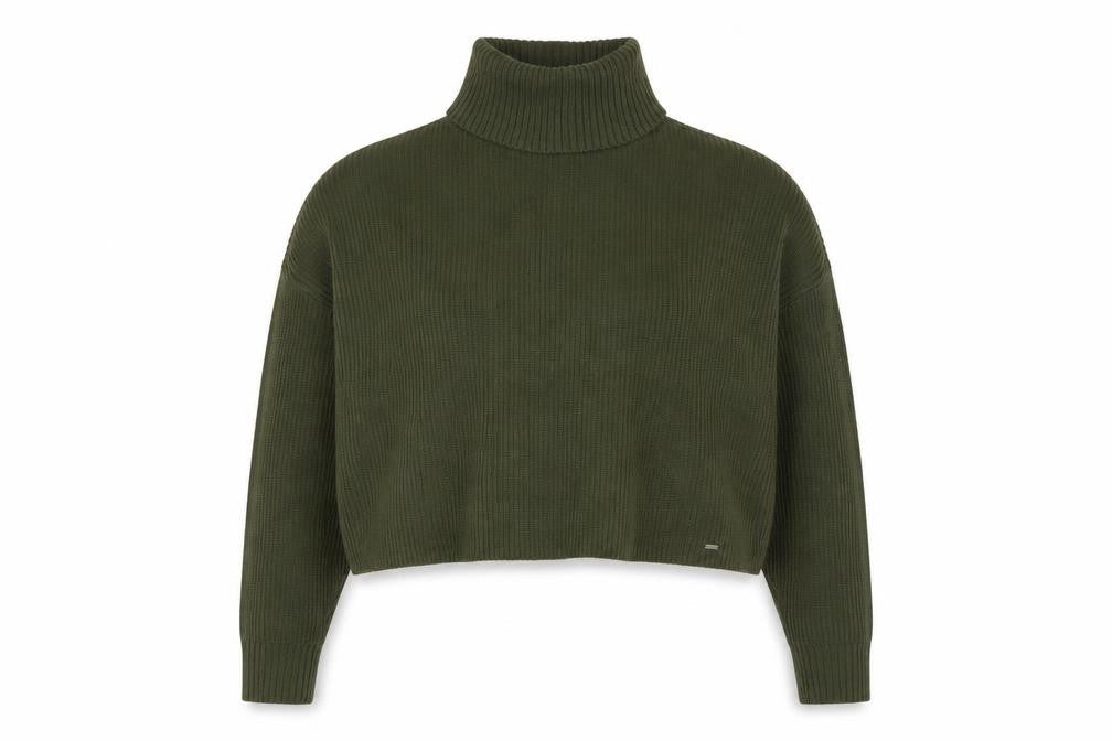 Hollister Women's Green Roll Neck Pullover Jumper S