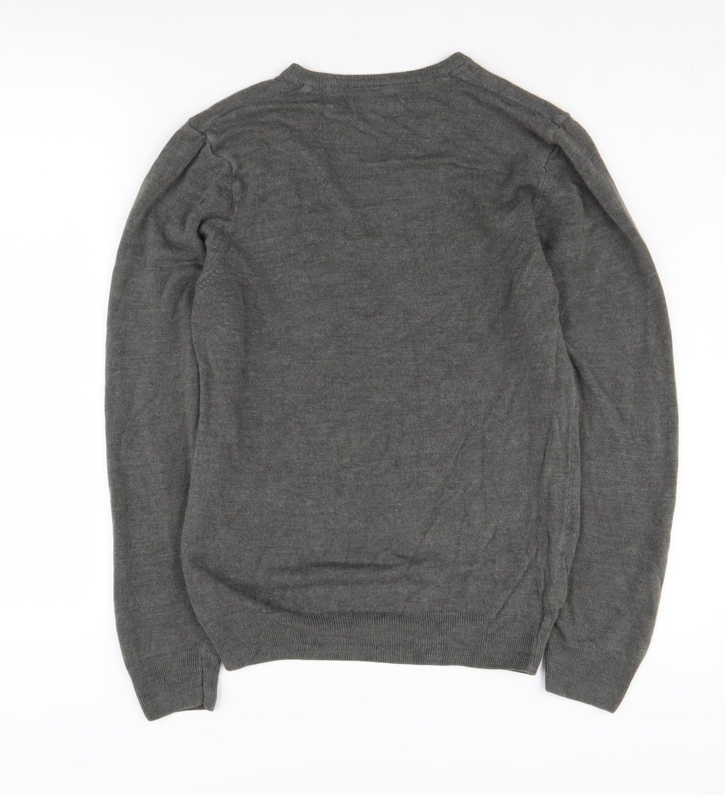 Marks and Spencer Men's Grey V-Neck Pullover Jumper S